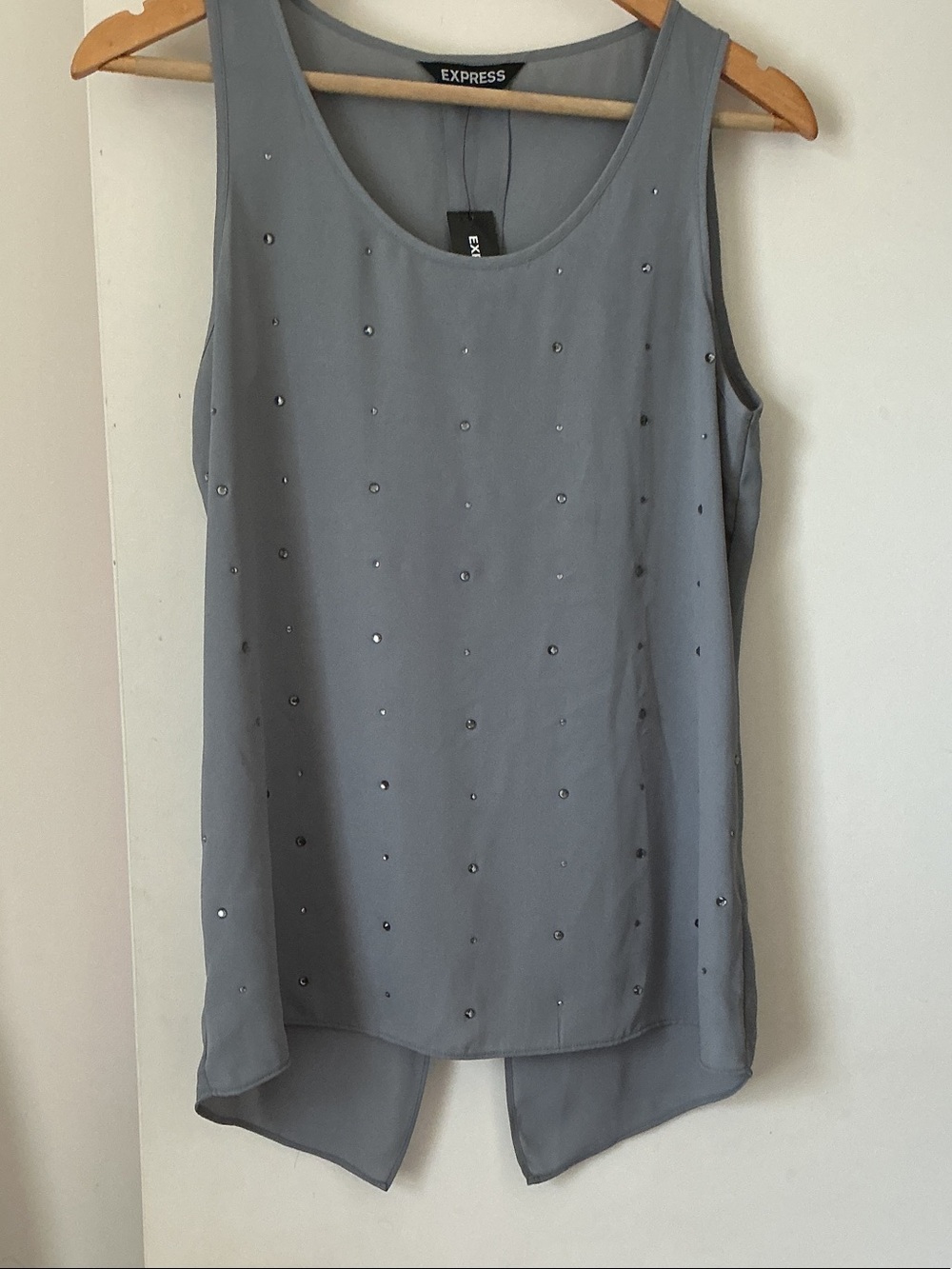 Express Women's Grey Embellished Sleeveless Top